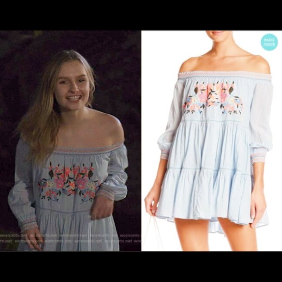 HP ⭐️FREE PEOPLE Sunbeams Mini Dress S NWT Blue - Picture 2 of 9